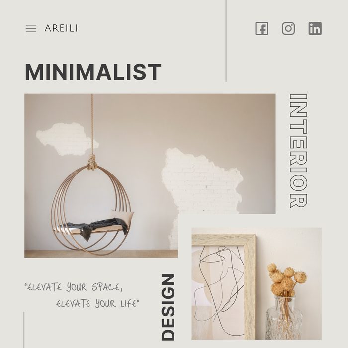 Minimalist interior design studio landing page