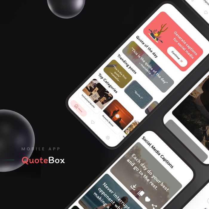 QuoteBox app screens